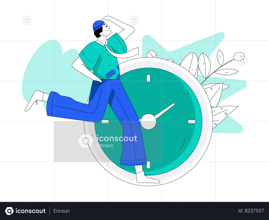 Man getting late while running  Illustration