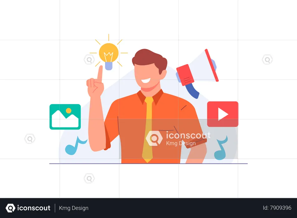 Man getting marketing idea  Illustration