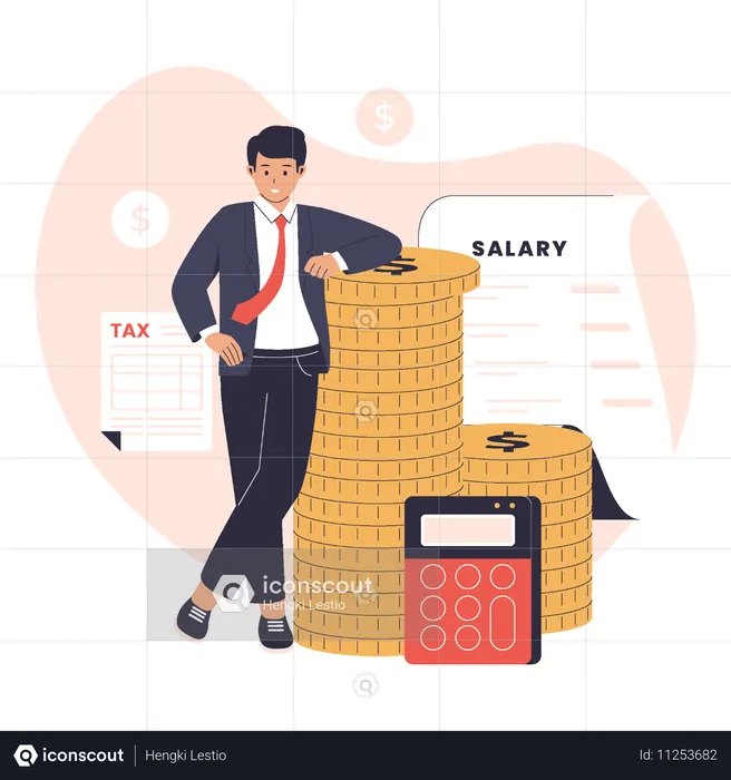 Man getting net salary  Illustration