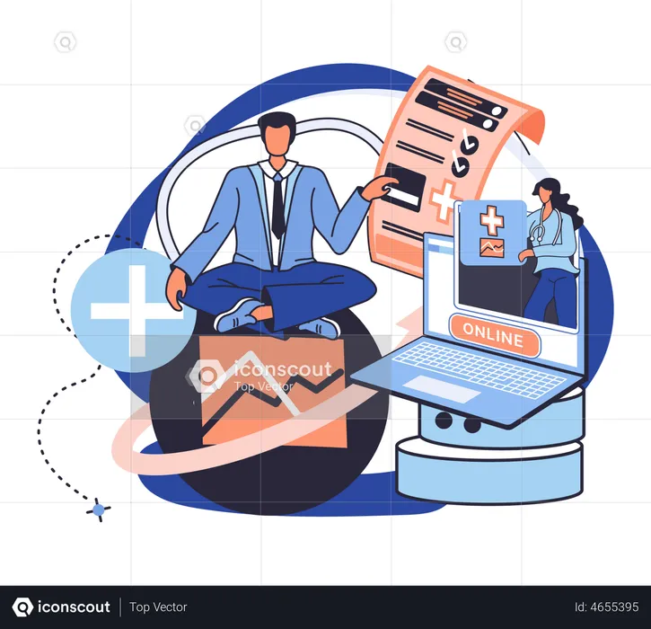 Man getting online doctor consultation  Illustration