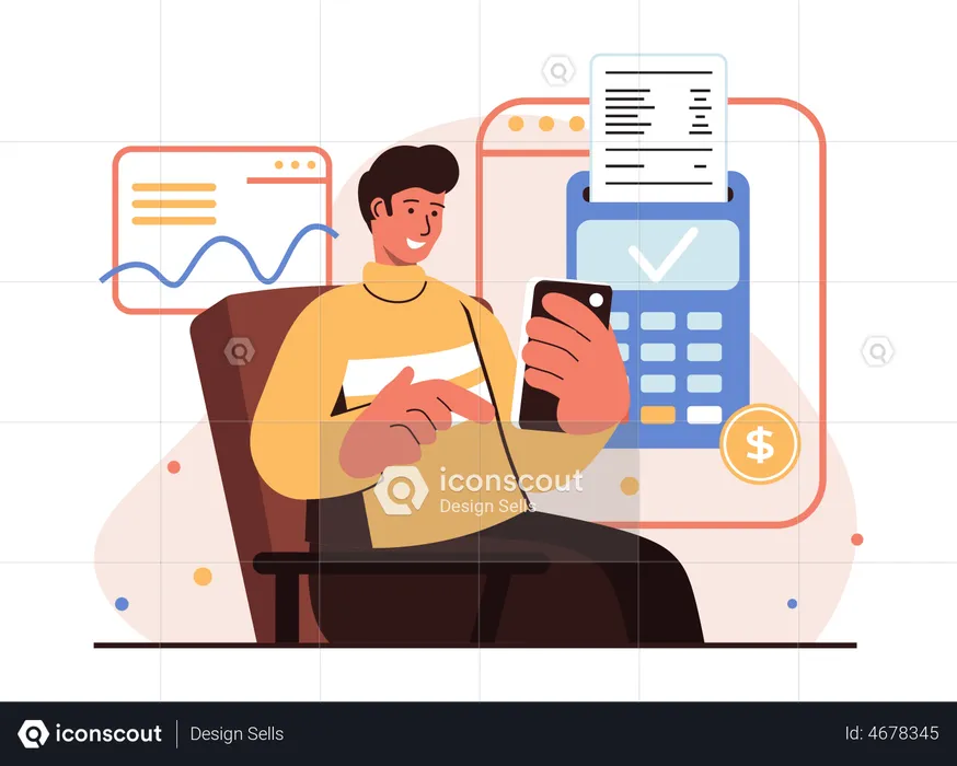 Man getting online payment invoice  Illustration