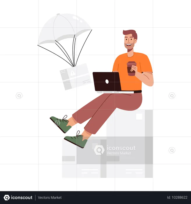 Man getting Parcel Airdrop  Illustration