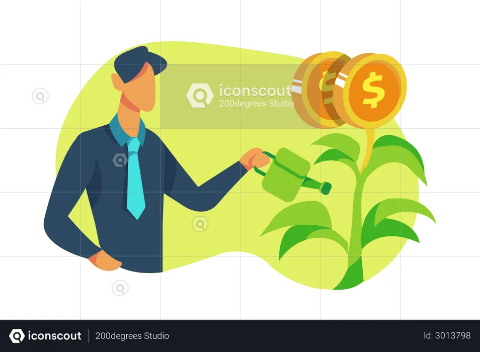Man getting profit from investment  Illustration
