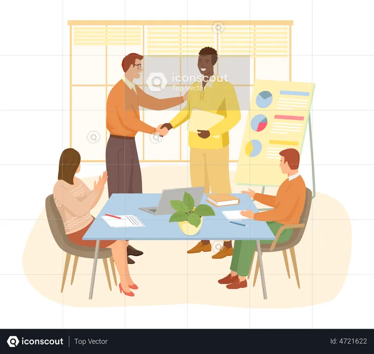 Man getting promoted in office  Illustration