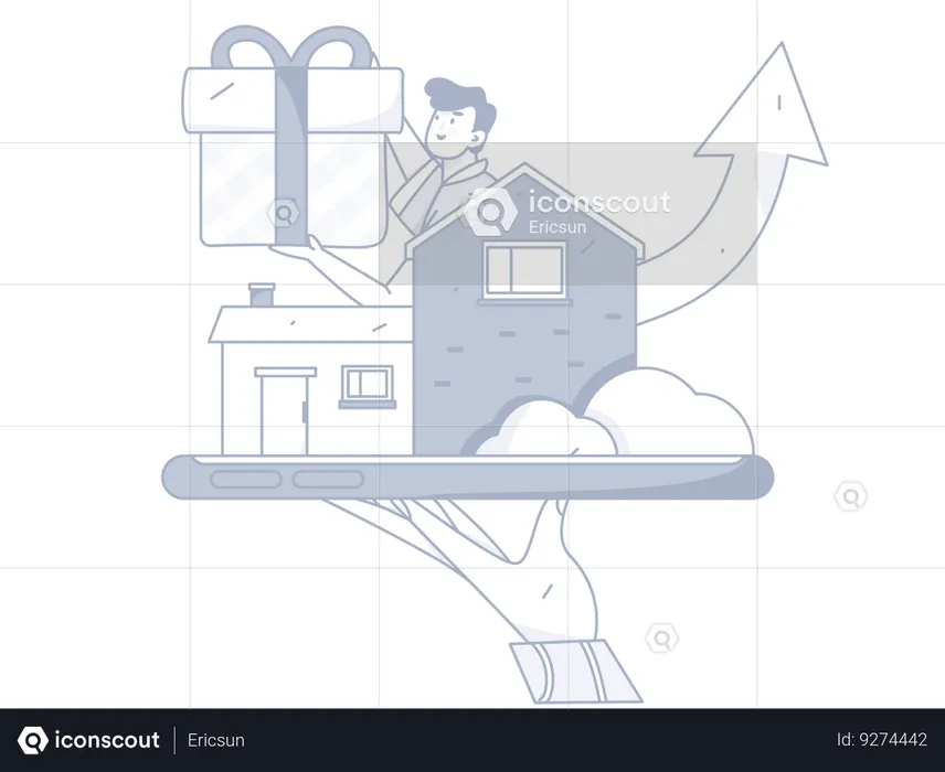 Man getting property reward  Illustration