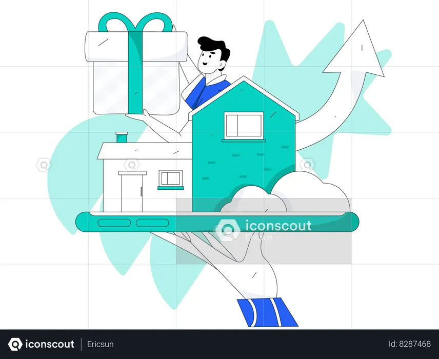 Man getting property reward  Illustration