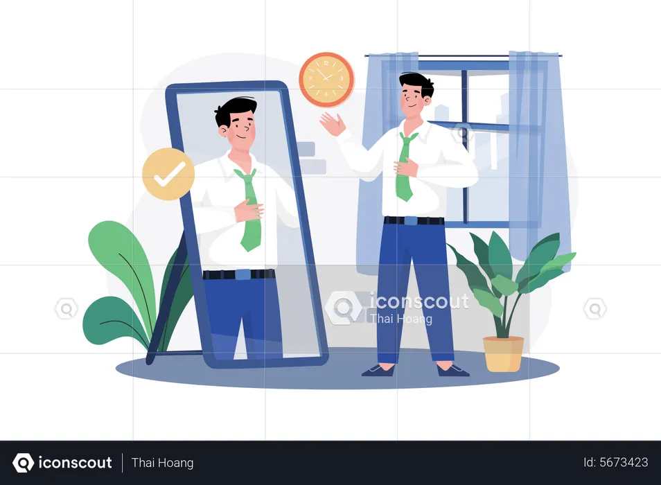 Man getting ready for office  Illustration