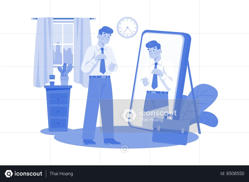 Man getting ready for office  Illustration