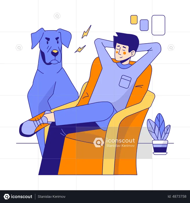 Man getting relaxed from tense situations  Illustration