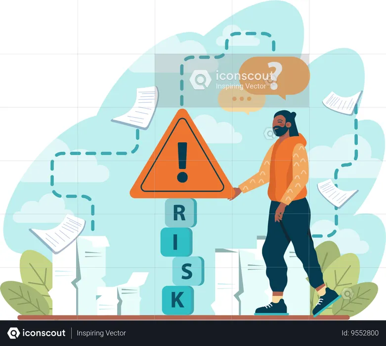 Man getting risk alert  Illustration