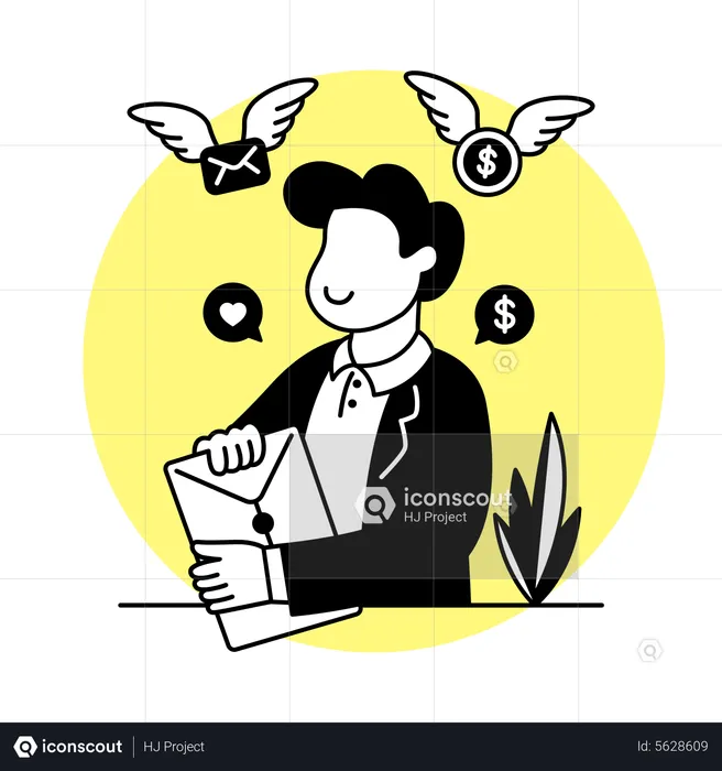 Man Getting Salary Mail  Illustration