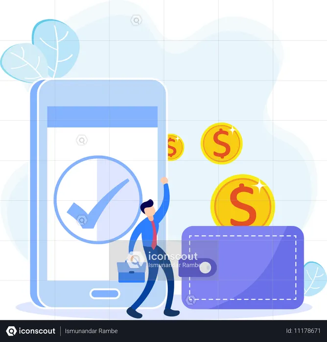 Man getting salary payment  Illustration