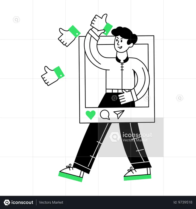 Man getting Social Likes  Illustration