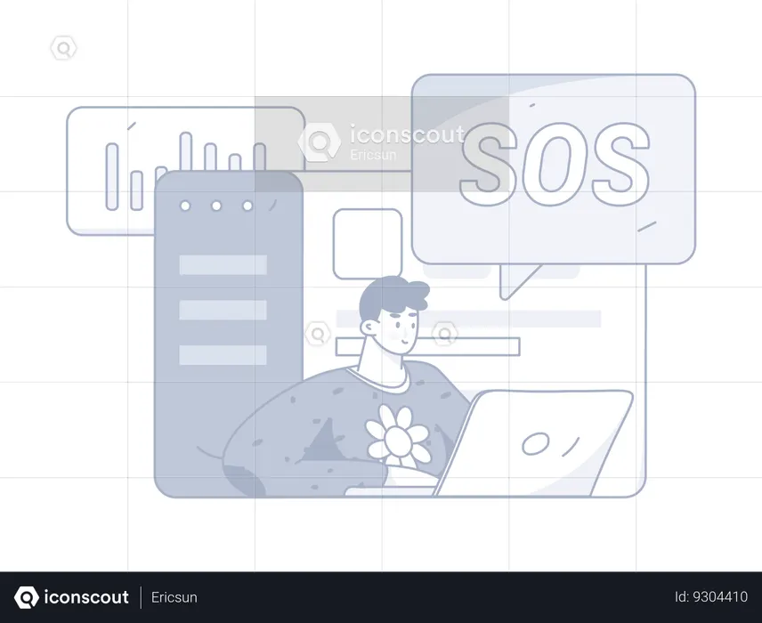 Man getting soso message during business analysis  Illustration