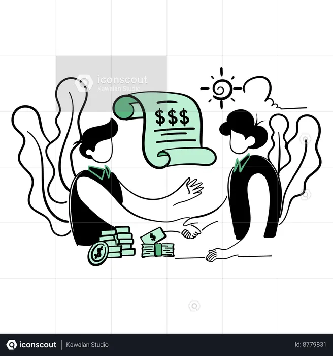 Man getting sponsorship  Illustration