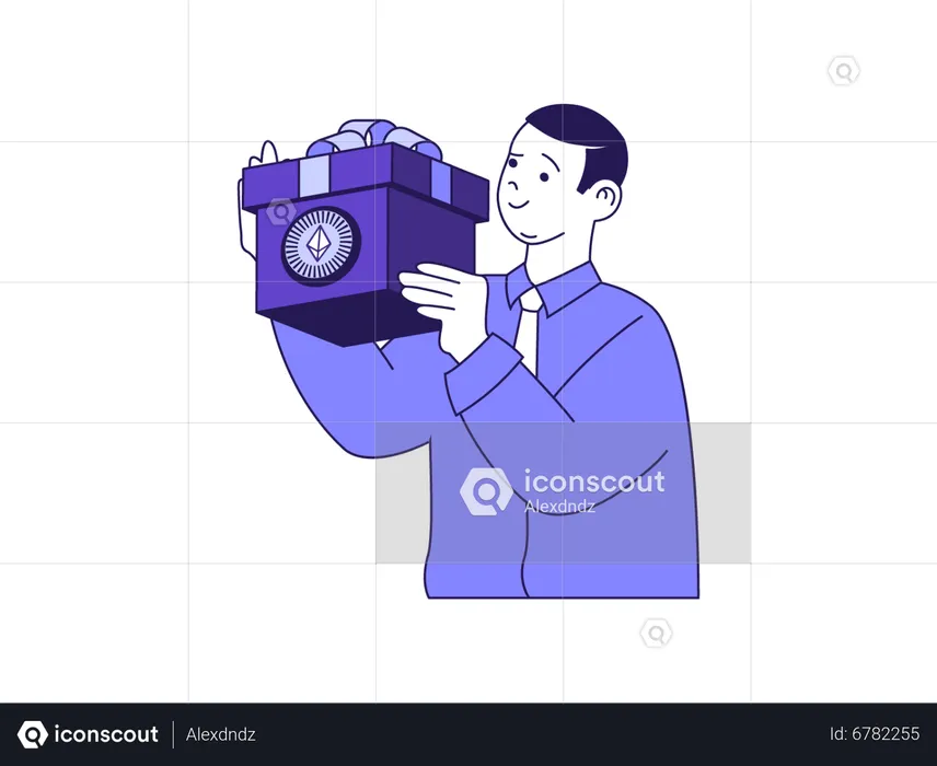 Man gifting cryptocurrency  Illustration