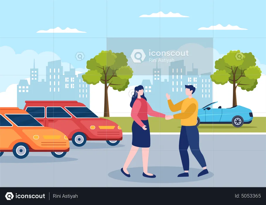 Man give car on rent  Illustration