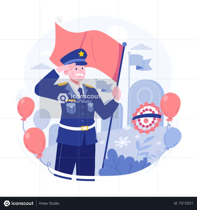 Man give respects on memorial day  Illustration