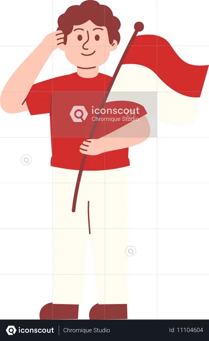 Man give salute during Indonesia independence day  Illustration