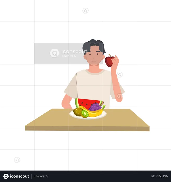 Man give suggestion to eat healthy food  Illustration