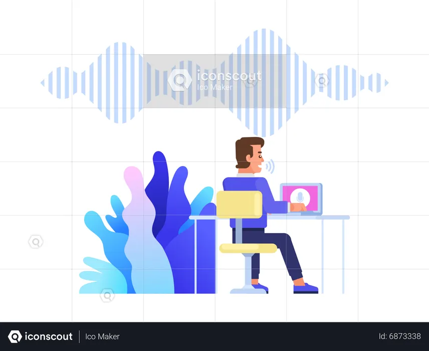 Man give voice command  Illustration