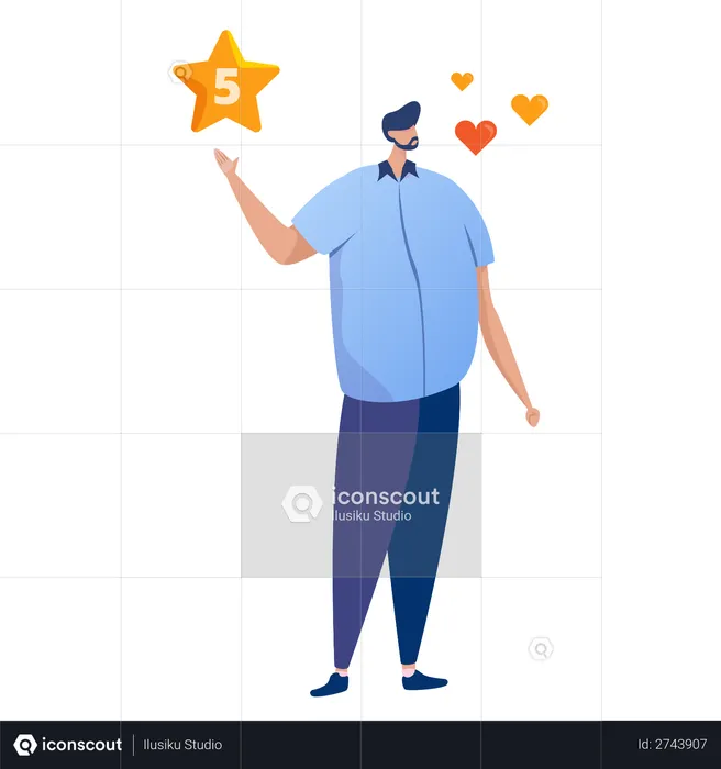 Businessman gets 5 star rating  Illustration