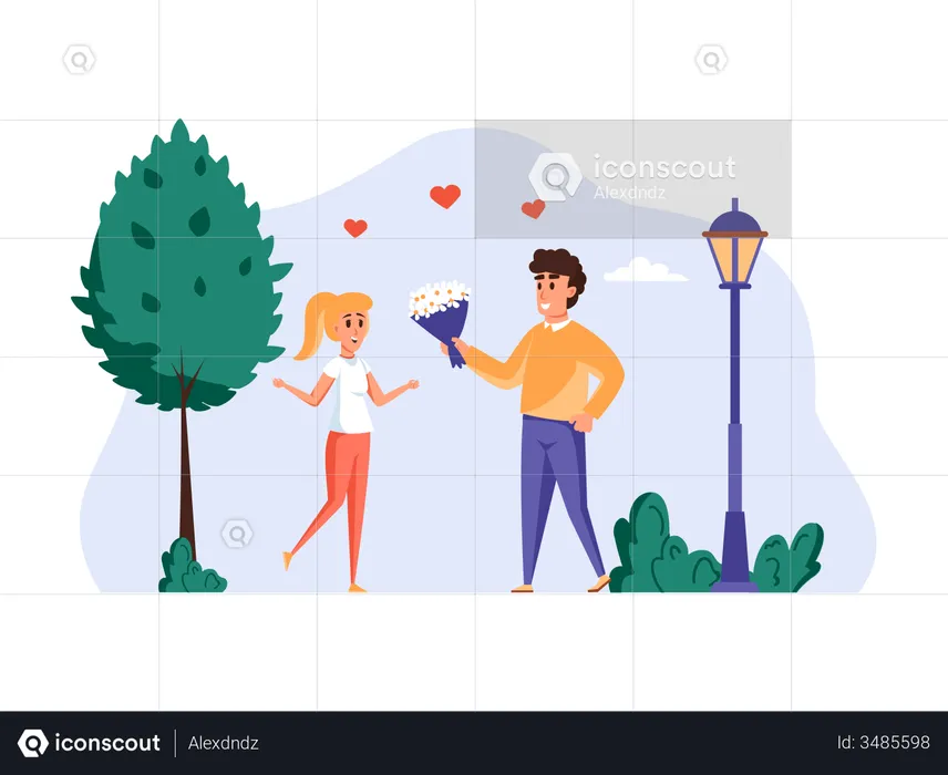 Man giving bokeh to girl  Illustration