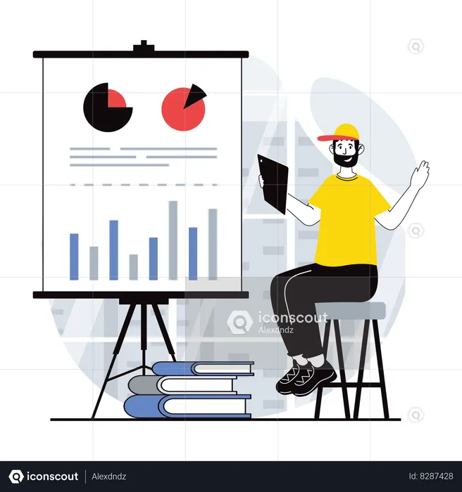 Man giving business presentation  Illustration