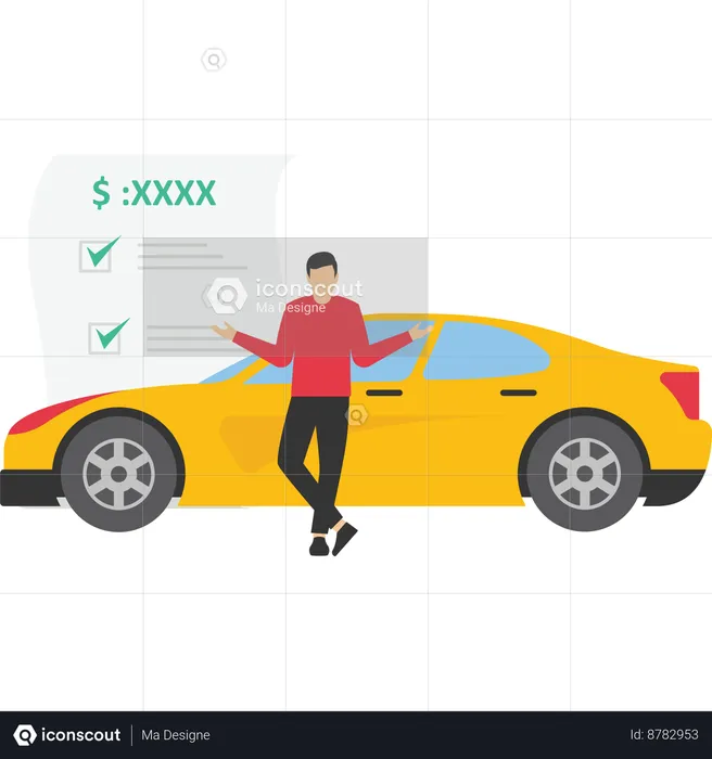 Man giving car insurance  Illustration