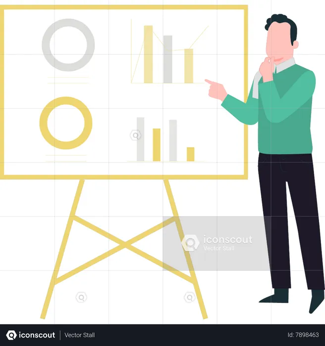 Man giving chart graph presentation  Illustration