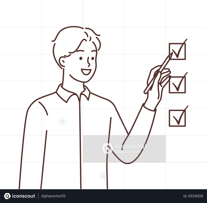 Man giving check mark  Illustration