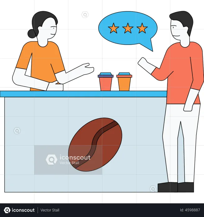 Man giving coffee feedback  Illustration