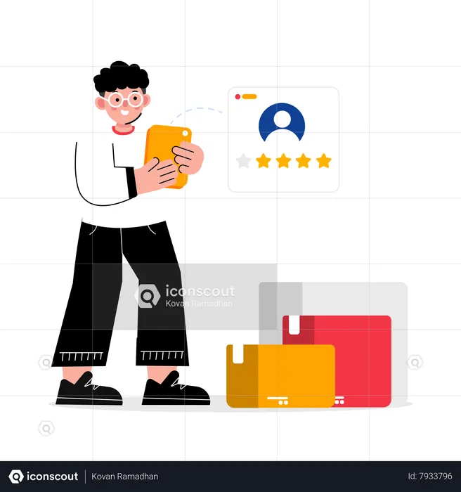 Man giving Customer Review  Illustration