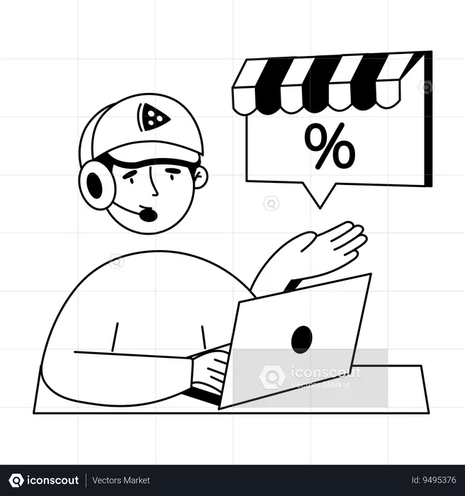 Man giving Discount Offer  Illustration