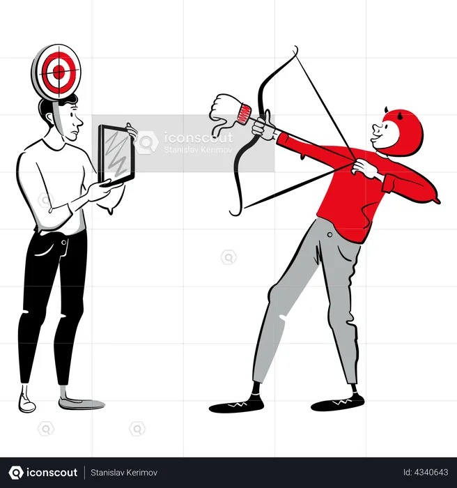 Man giving dislike on social media  Illustration