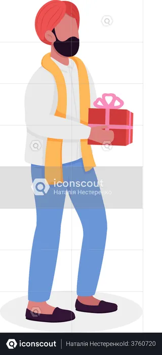 Man giving Diwali gift  Illustration