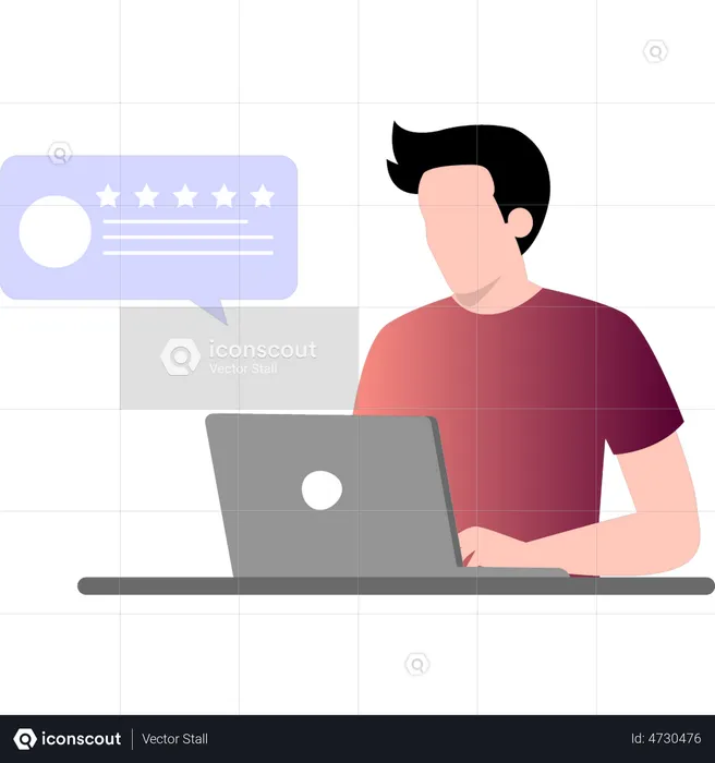 Man giving feedback using laptop  Illustration