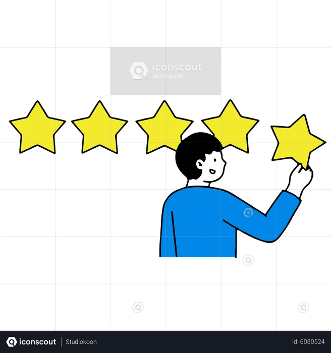 Man giving five stars rating  Illustration