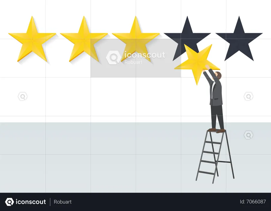 Man giving four stars rating  Illustration