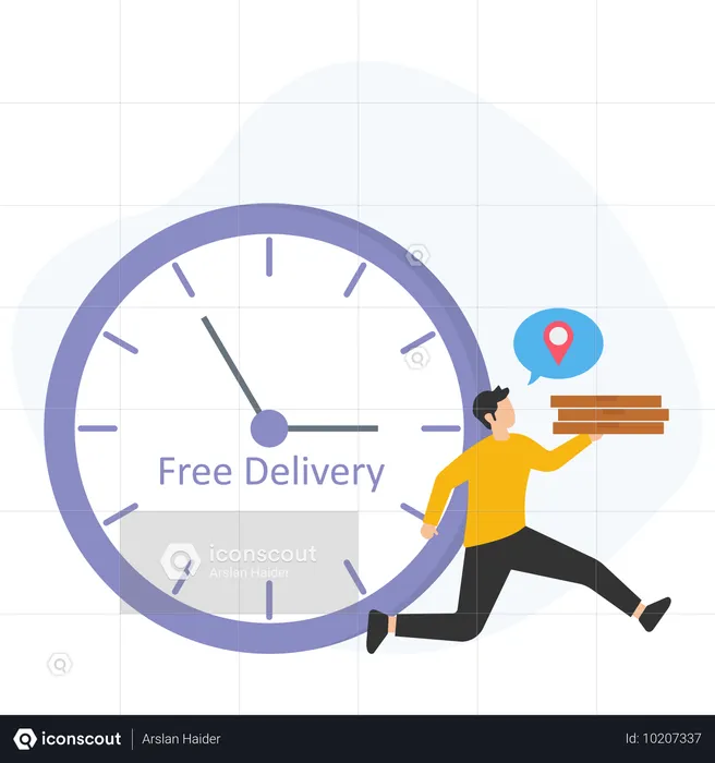 Man giving Free Delivery  Illustration