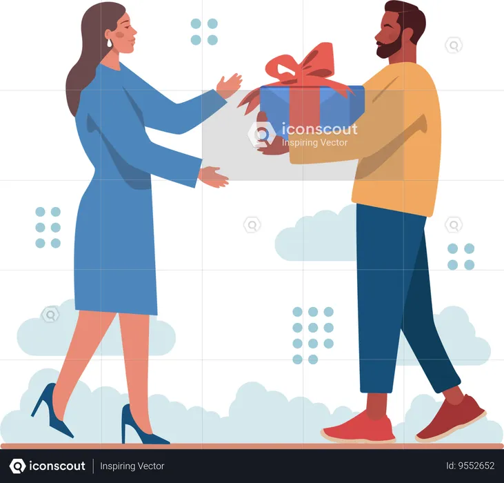 Man giving gift box  Illustration