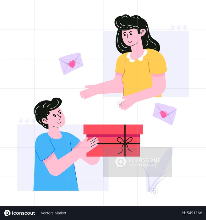 Man giving gift to girlfriend  Illustration