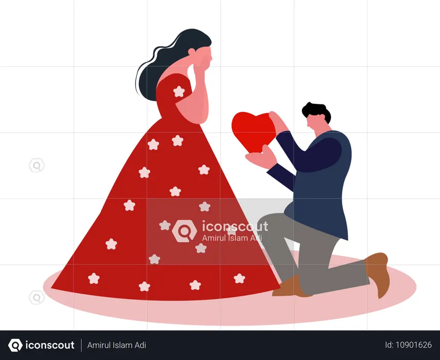 Man giving heart on valentines day  Illustration