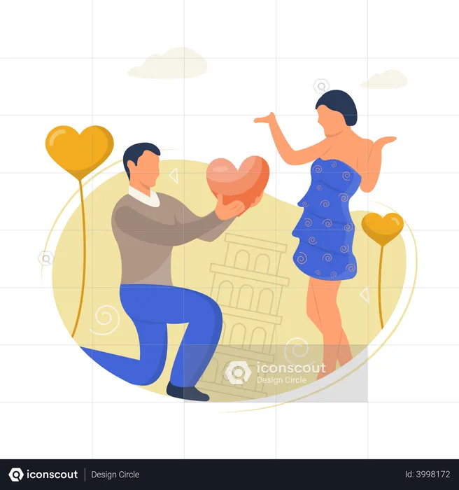 Man giving heart to woman on valentines  Illustration