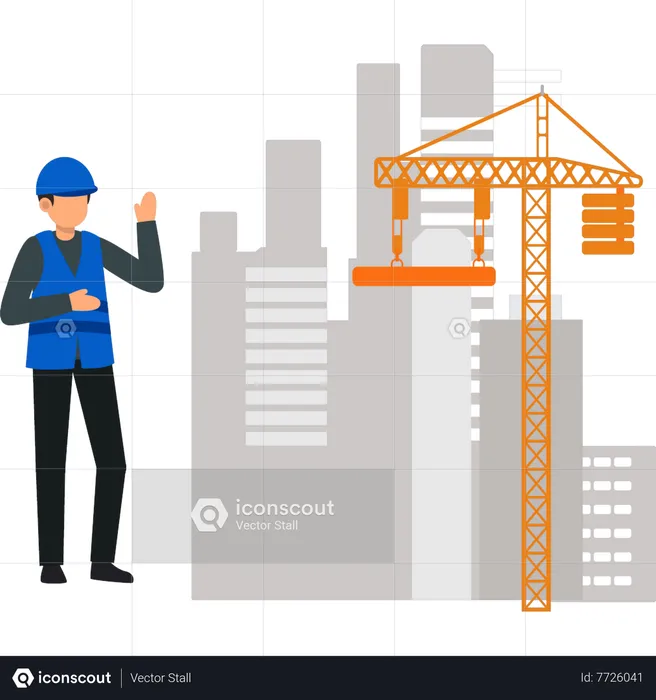 Man giving instructions at construction site  Illustration