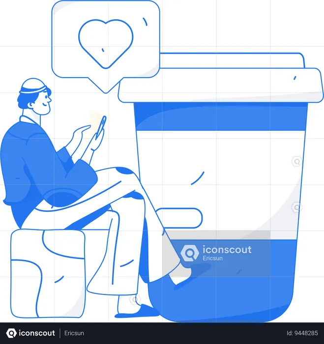 Man giving like for coffee  Illustration
