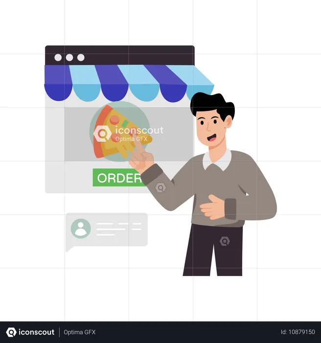 Man giving online Food Order  Illustration