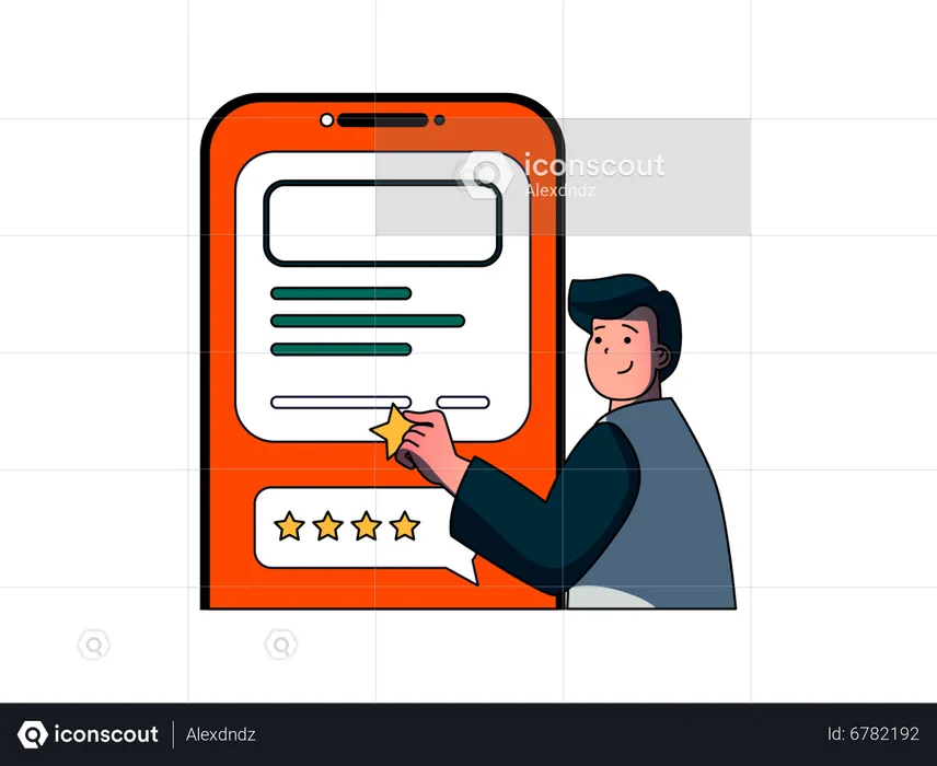Man giving online positive rating  Illustration
