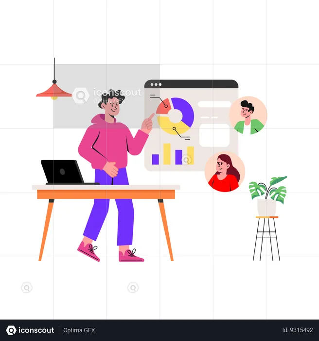 Man giving Online Presentation  Illustration