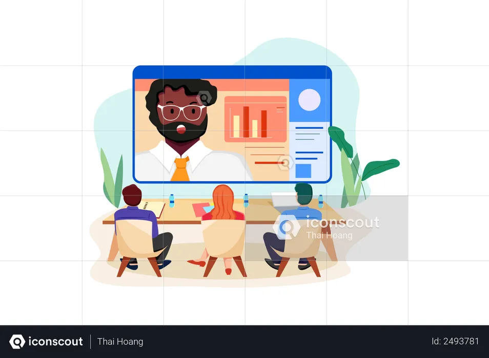 Man giving online presentation  Illustration